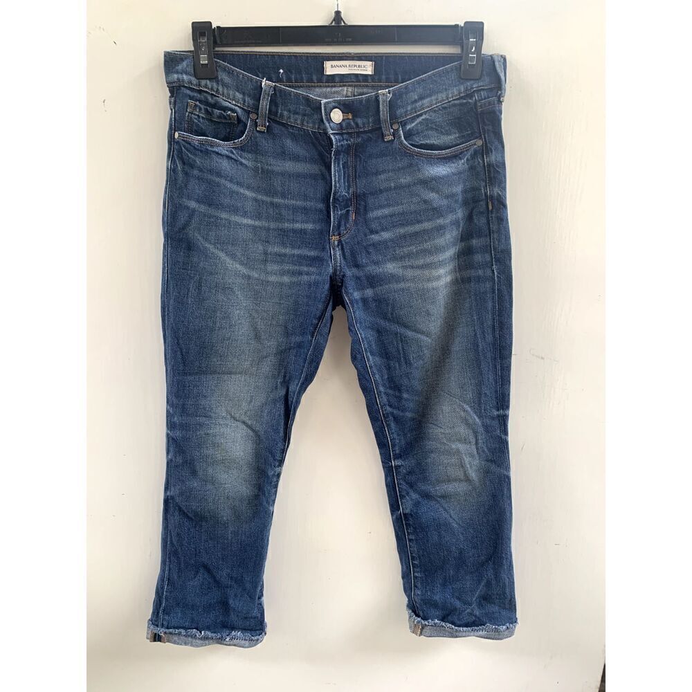 Banana Republic Flare Cropped Jeans Womens 29P Stretch Dark Wash Denim Pants‎